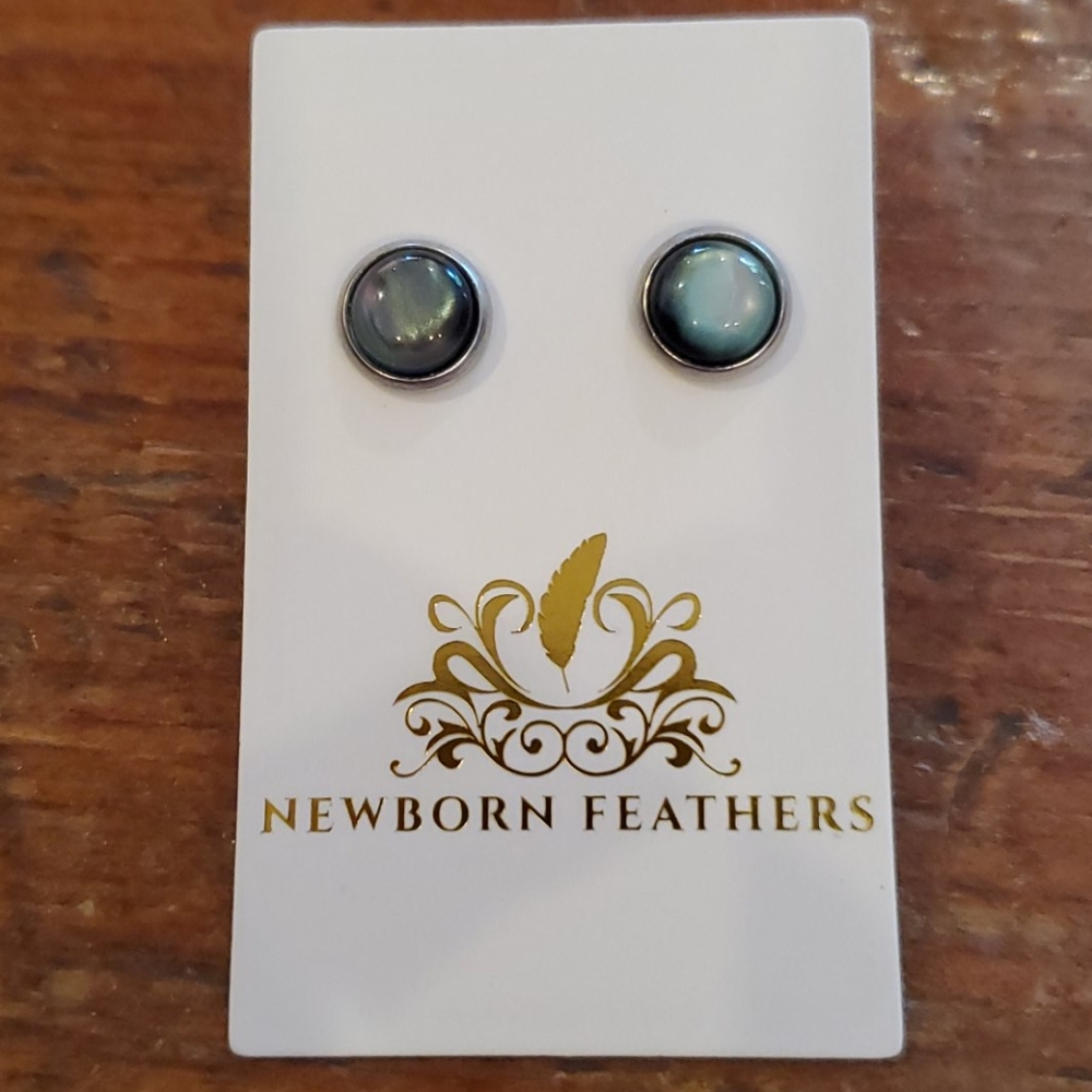 Newborn Feathers 8mm Nebula Earrings